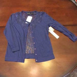 Violet blue sweater with full lace back